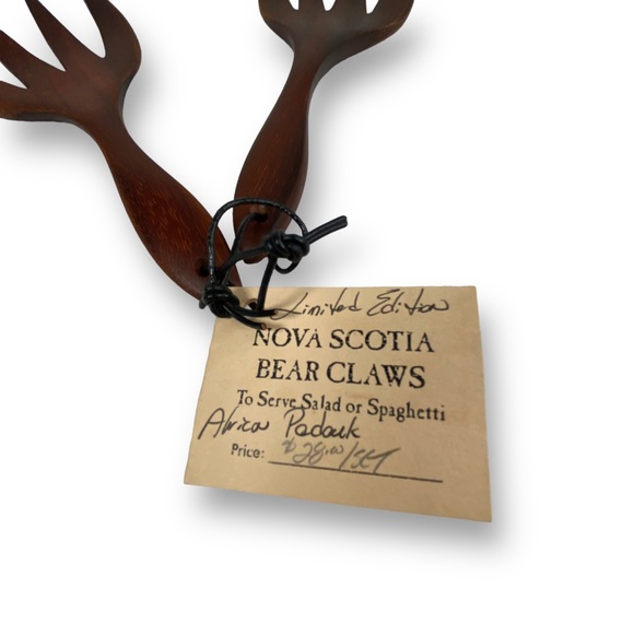 Riven Woodworks African Padauk Bear Salad Or Spaghetti Tong Set Nova Scotia - Picture 3 of 7